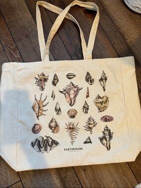 EARTHBOUND Cream Canvas Tote with Multicolor Shell Print